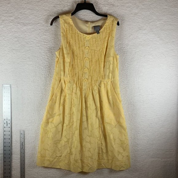 Rabbit Rabbit Rabbit Designs Dress Women's‎ 10 Yellow Floral Front Button 8549 - Picture 5 of 9